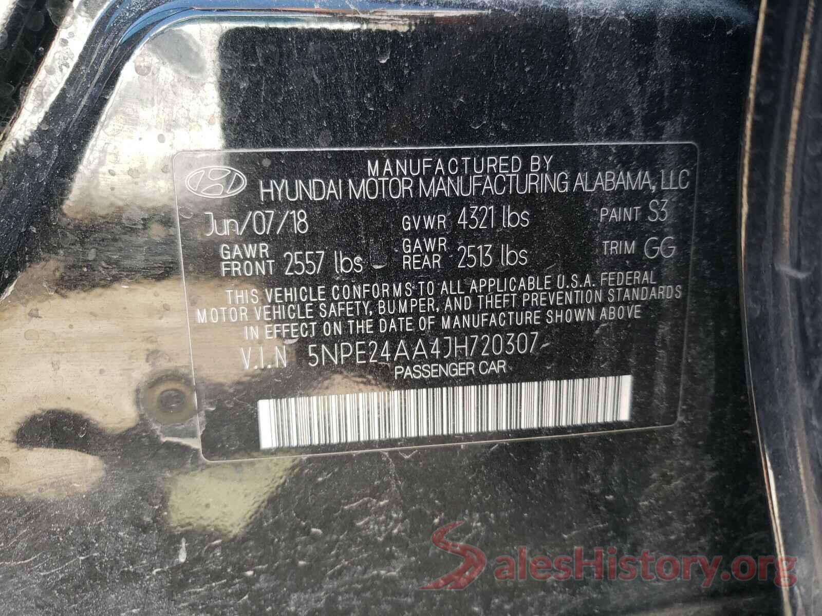 5NPE24AA4JH720307 2018 HYUNDAI SONATA