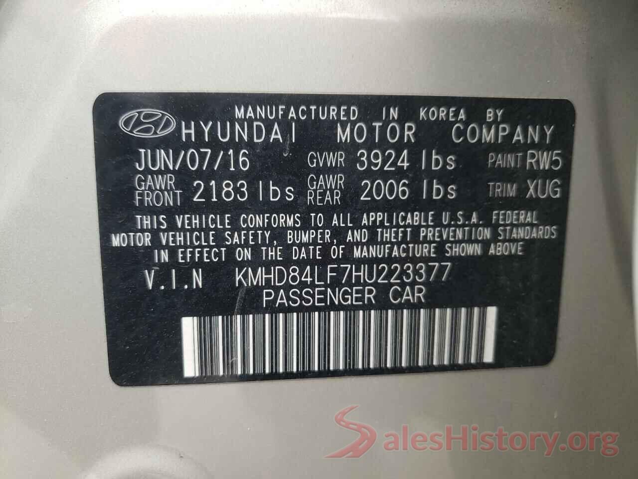 KMHD84LF7HU223377 2017 HYUNDAI ELANTRA