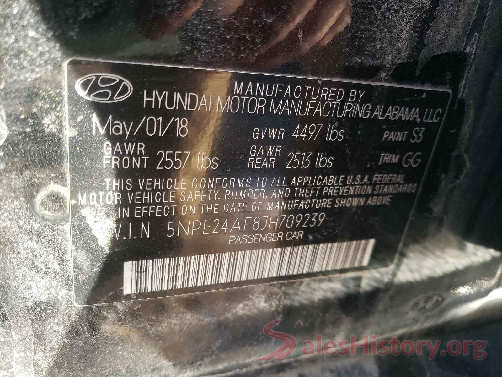 5NPE24AF8JH709239 2018 HYUNDAI SONATA