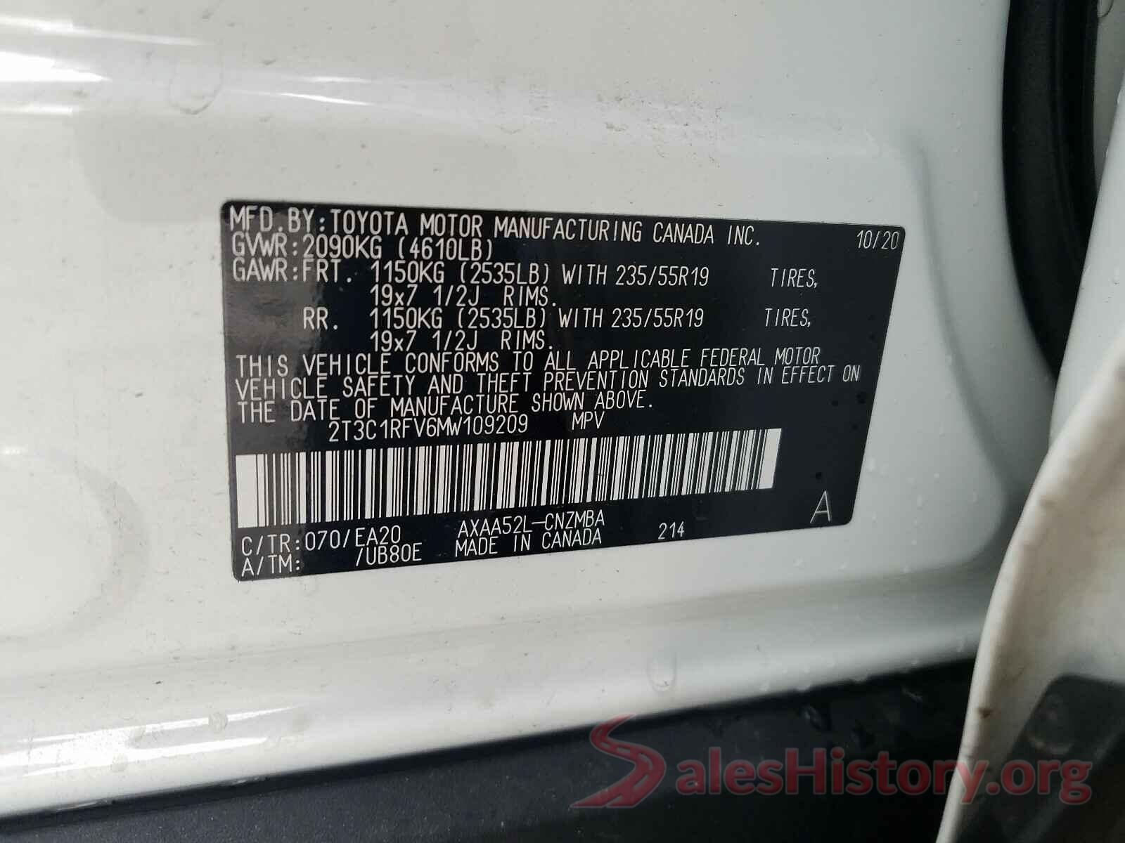 2T3C1RFV6MW109209 2021 TOYOTA RAV4