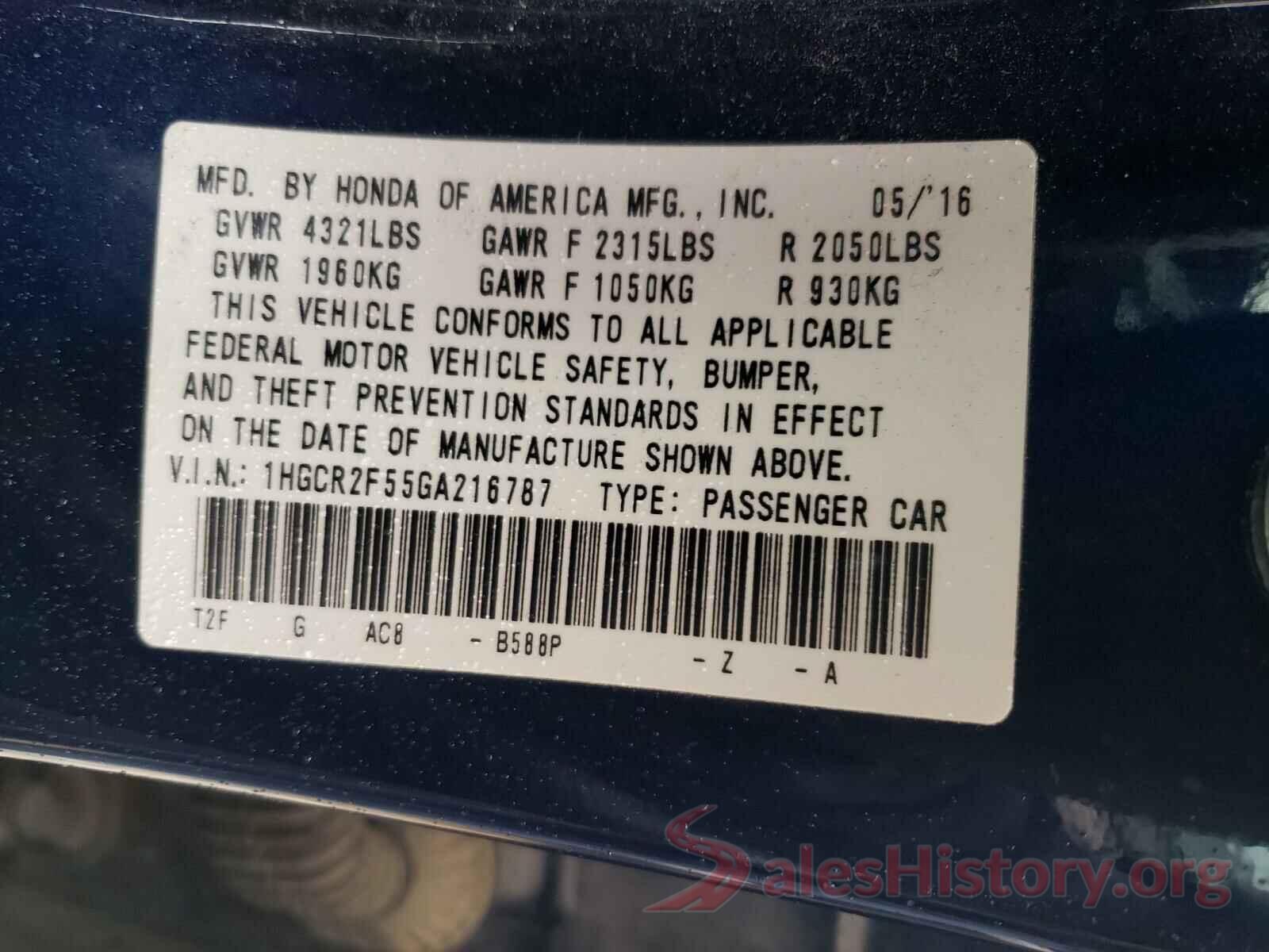 1HGCR2F55GA216787 2016 HONDA ACCORD