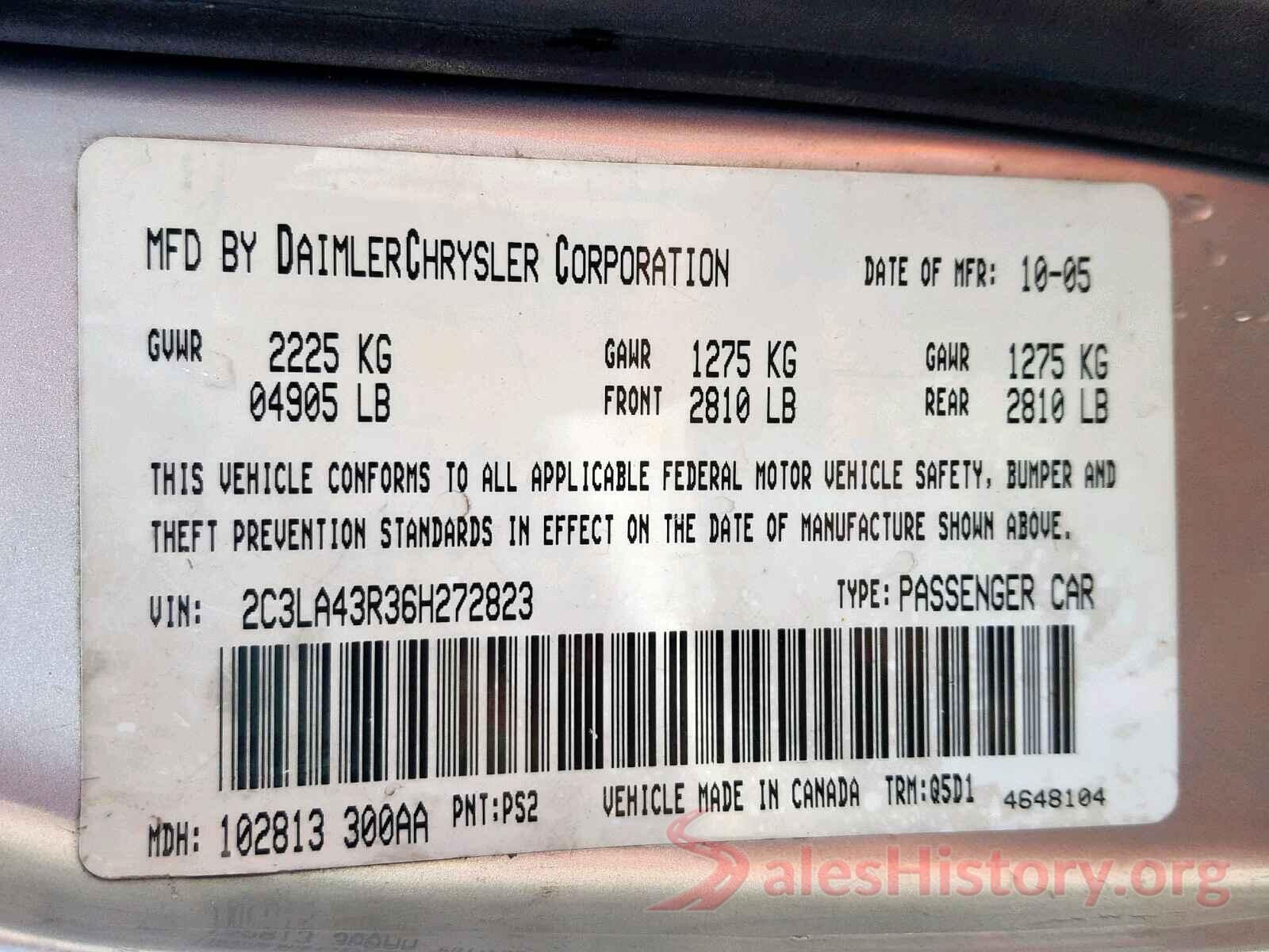 2C3LA43R36H272823 2006 CHRYSLER 300