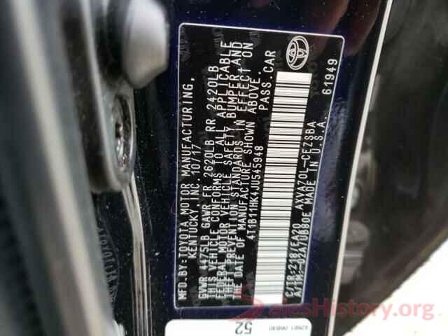 4T1B11HK4JU545948 2018 TOYOTA CAMRY