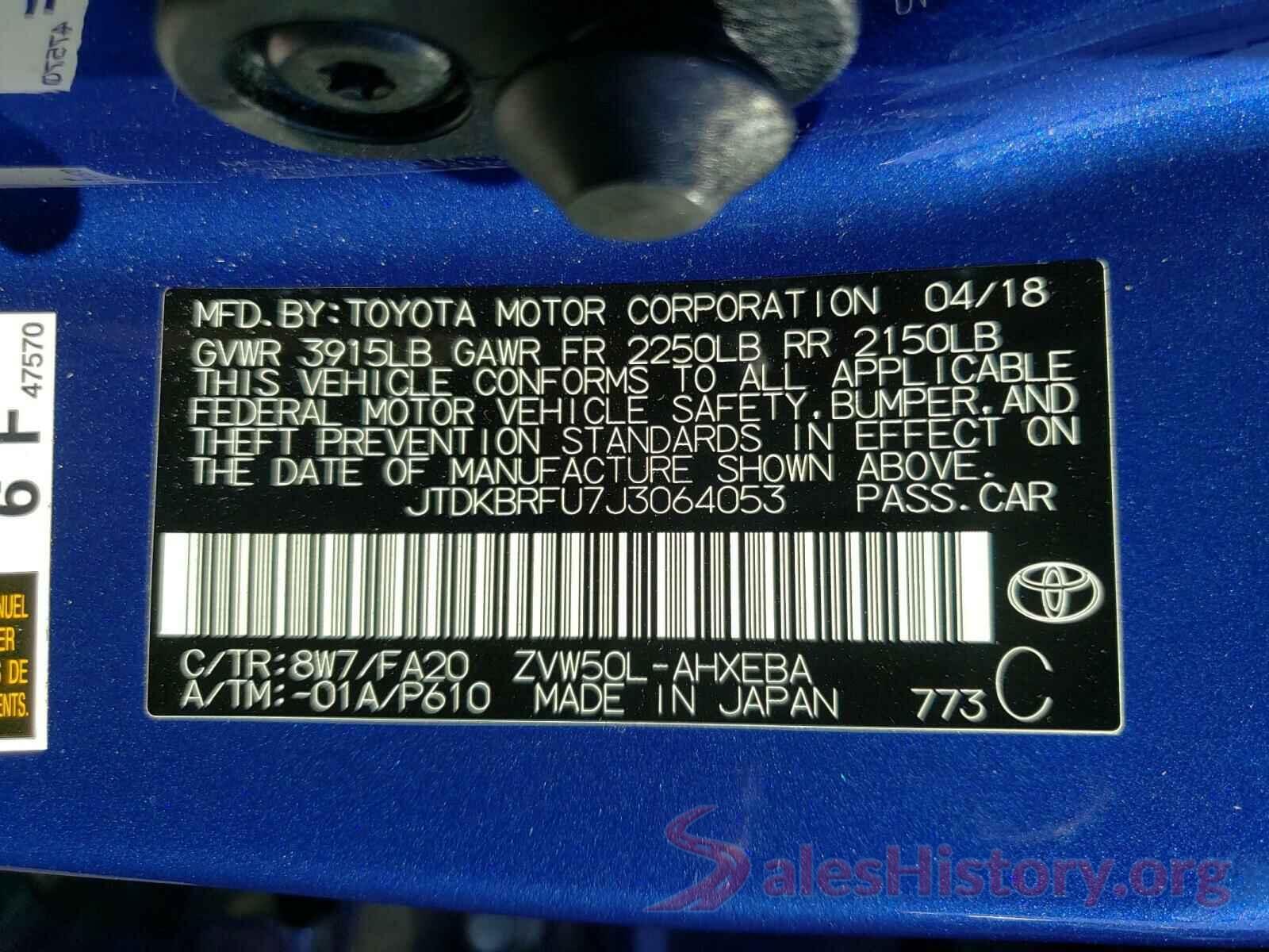 JTDKBRFU7J3064053 2018 TOYOTA PRIUS