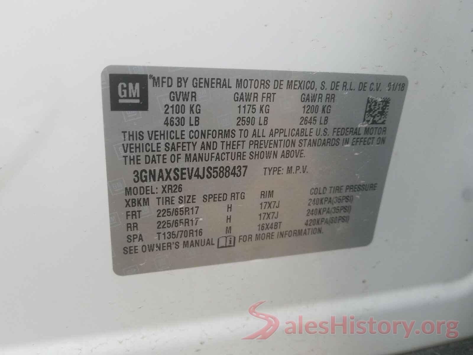 3GNAXSEV4JS588437 2018 CHEVROLET EQUINOX