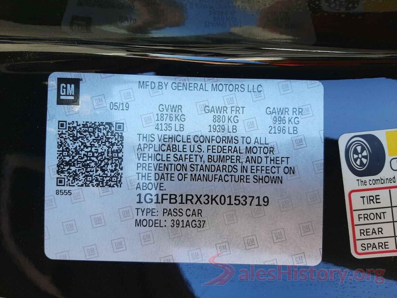 1G1FB1RX3K0153719 2019 CHEVROLET CAMARO