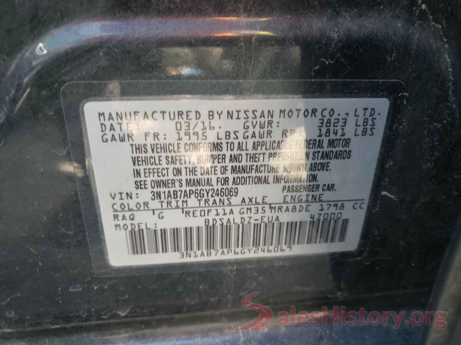 3N1AB7AP6GY246069 2016 NISSAN SENTRA