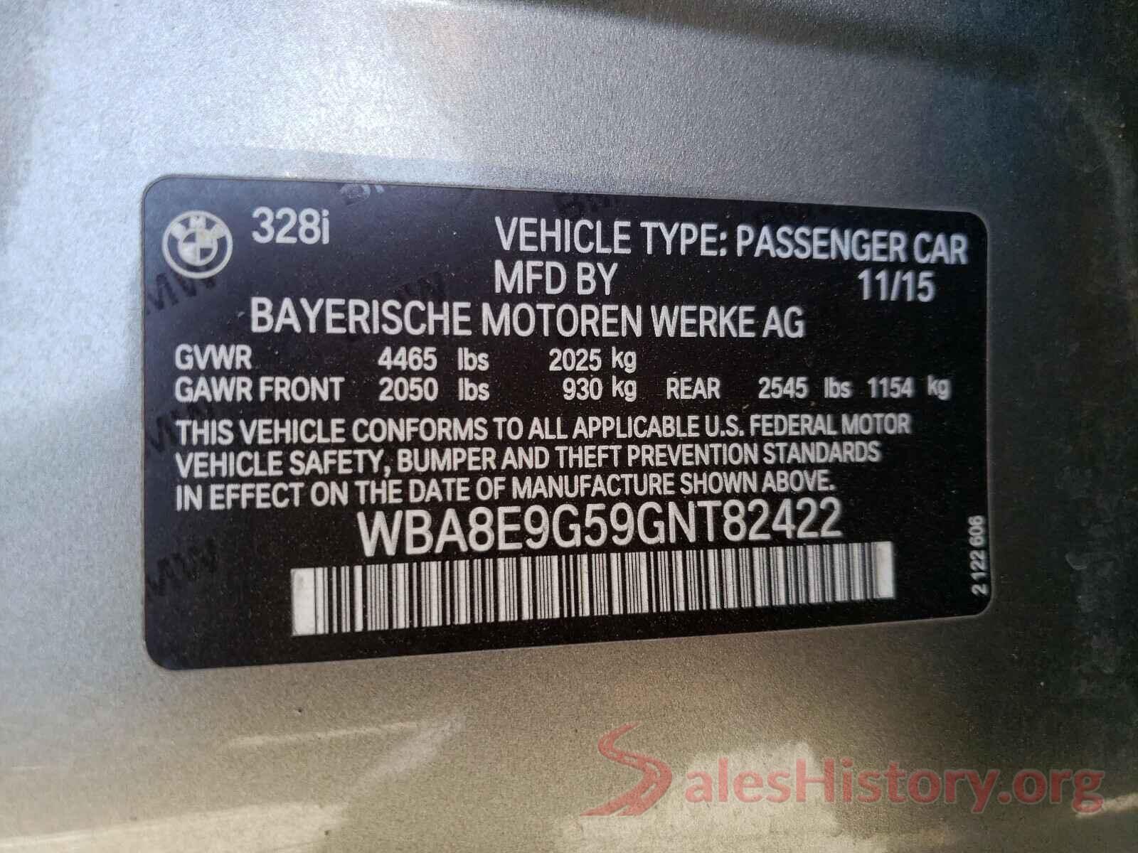 WBA8E9G59GNT82422 2016 BMW 3 SERIES