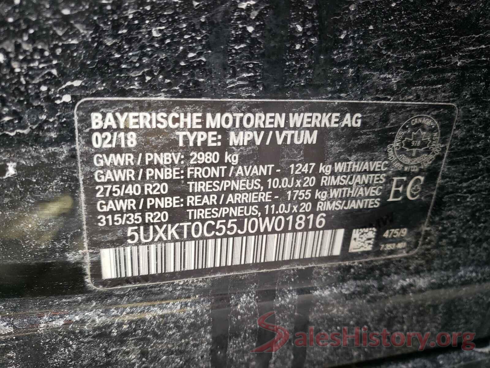 5UXKT0C55J0W01816 2018 BMW X5