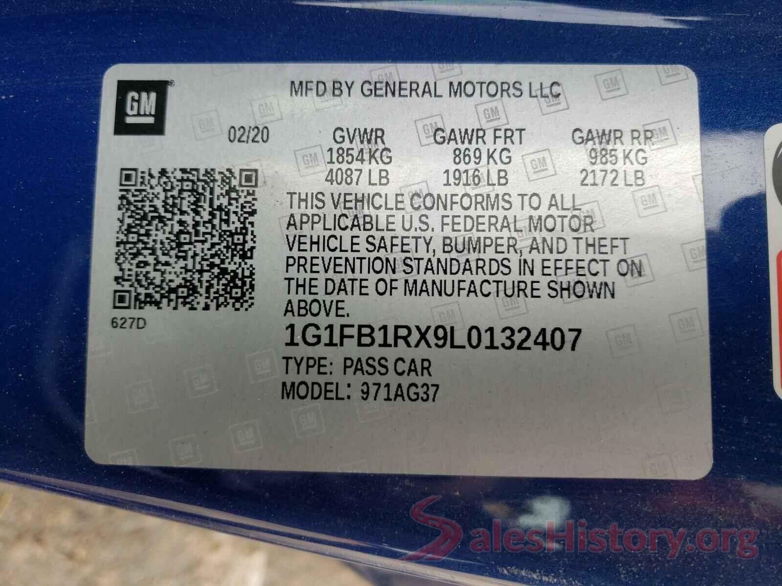 1G1FB1RX9L0132407 2020 CHEVROLET CAMARO