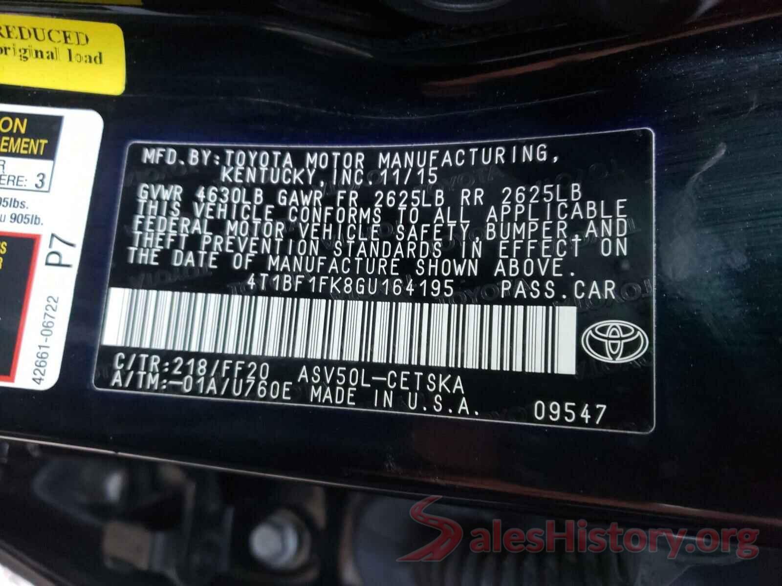 4T1BF1FK8GU164195 2016 TOYOTA CAMRY