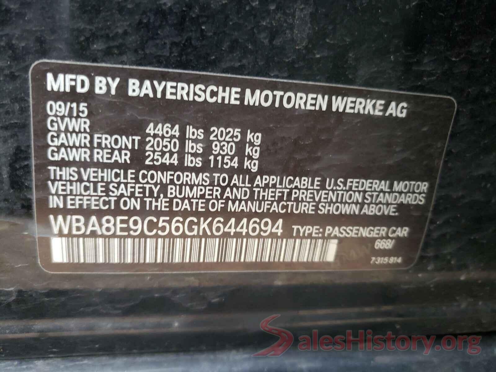 WBA8E9C56GK644694 2016 BMW 3 SERIES