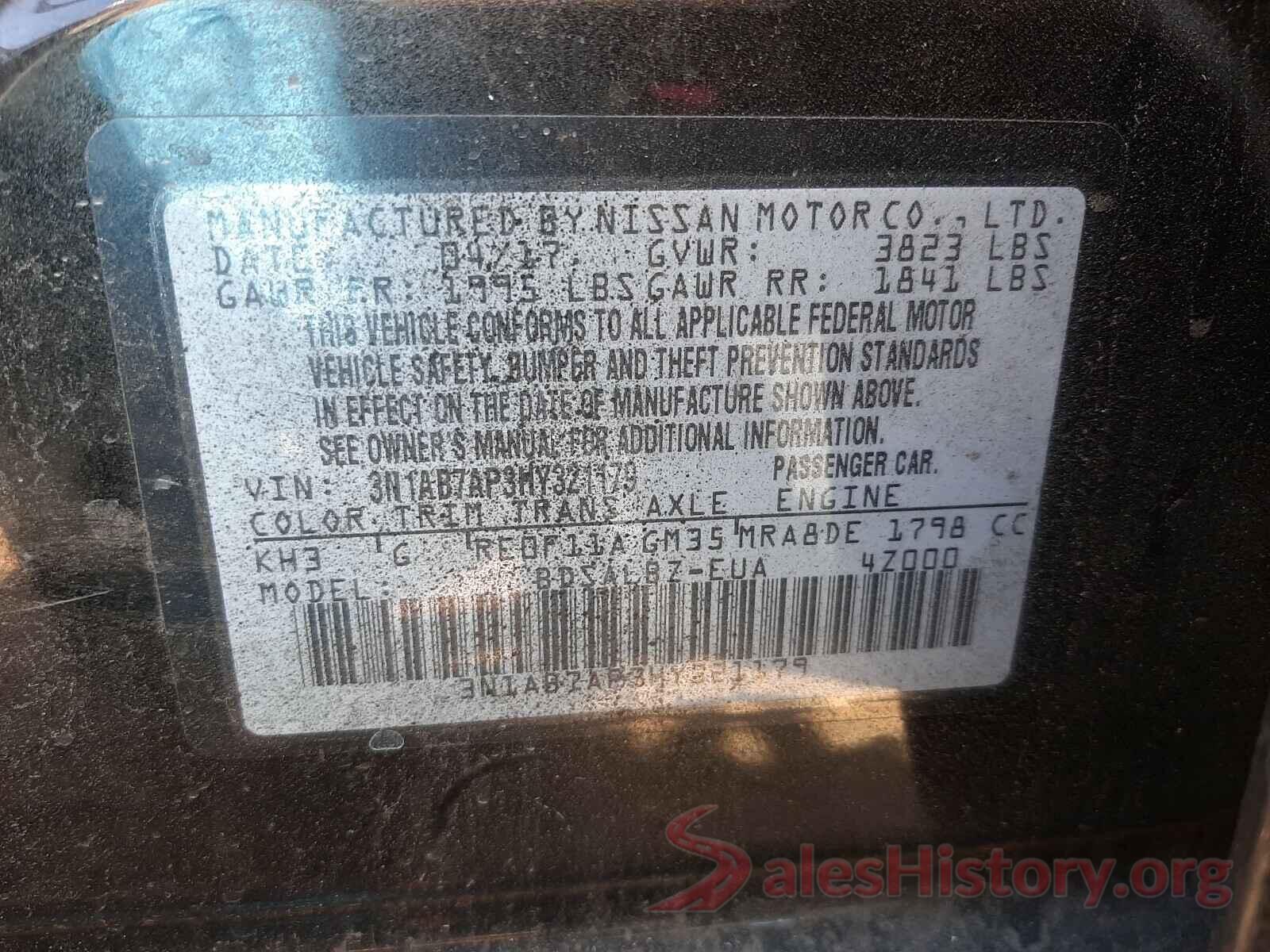 3N1AB7AP3HY321179 2017 NISSAN SENTRA