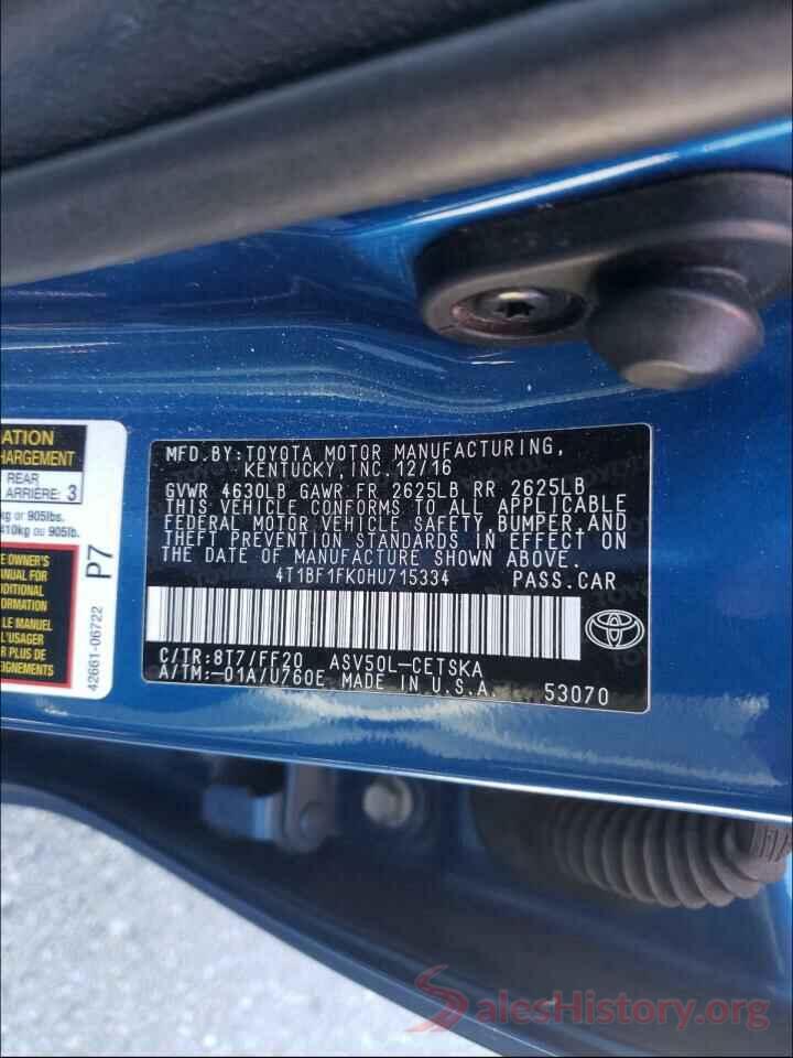 4T1BF1FK0HU715334 2017 TOYOTA CAMRY