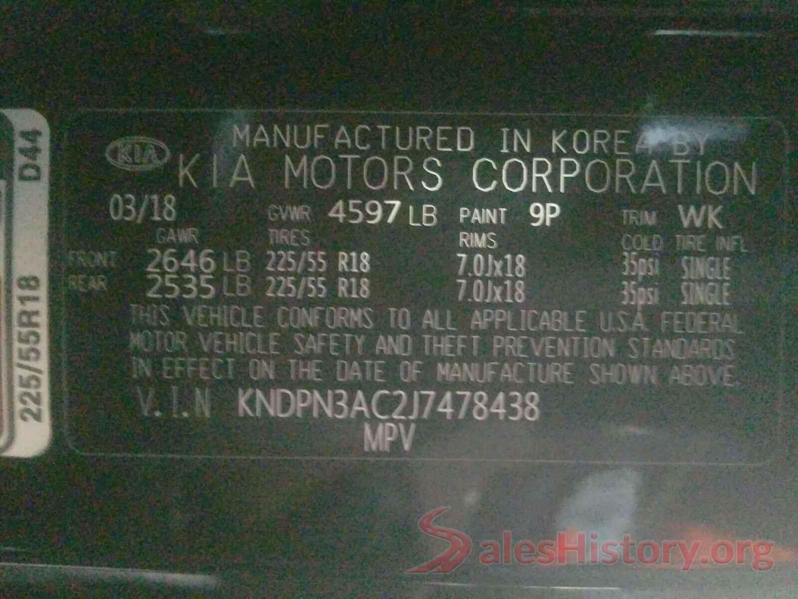 KNDPN3AC2J7478438 2018 KIA SPORTAGE