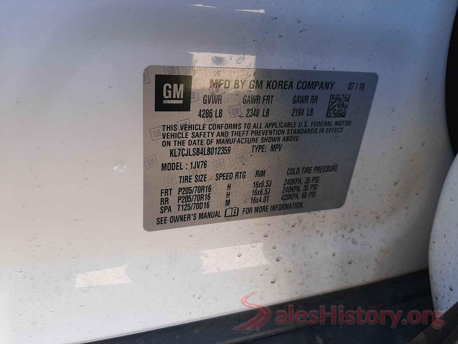 KL7CJLSB4LB012359 2020 CHEVROLET TRAX