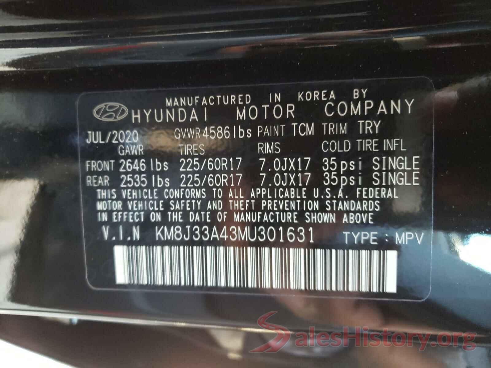 KM8J33A43MU301631 2021 HYUNDAI TUCSON