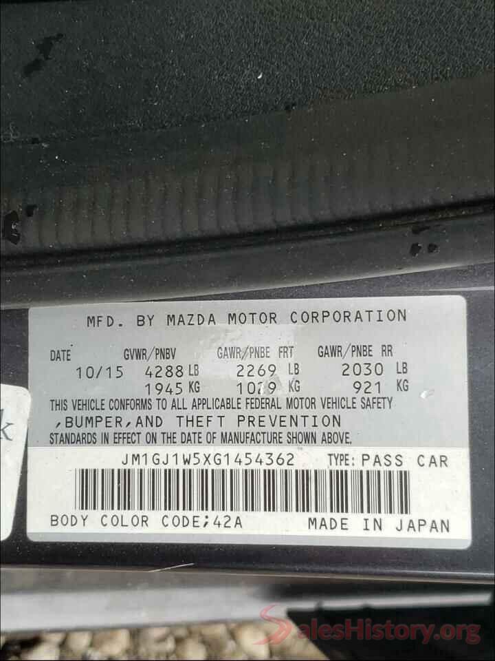 JM1GJ1W5XG1454362 2016 MAZDA 6