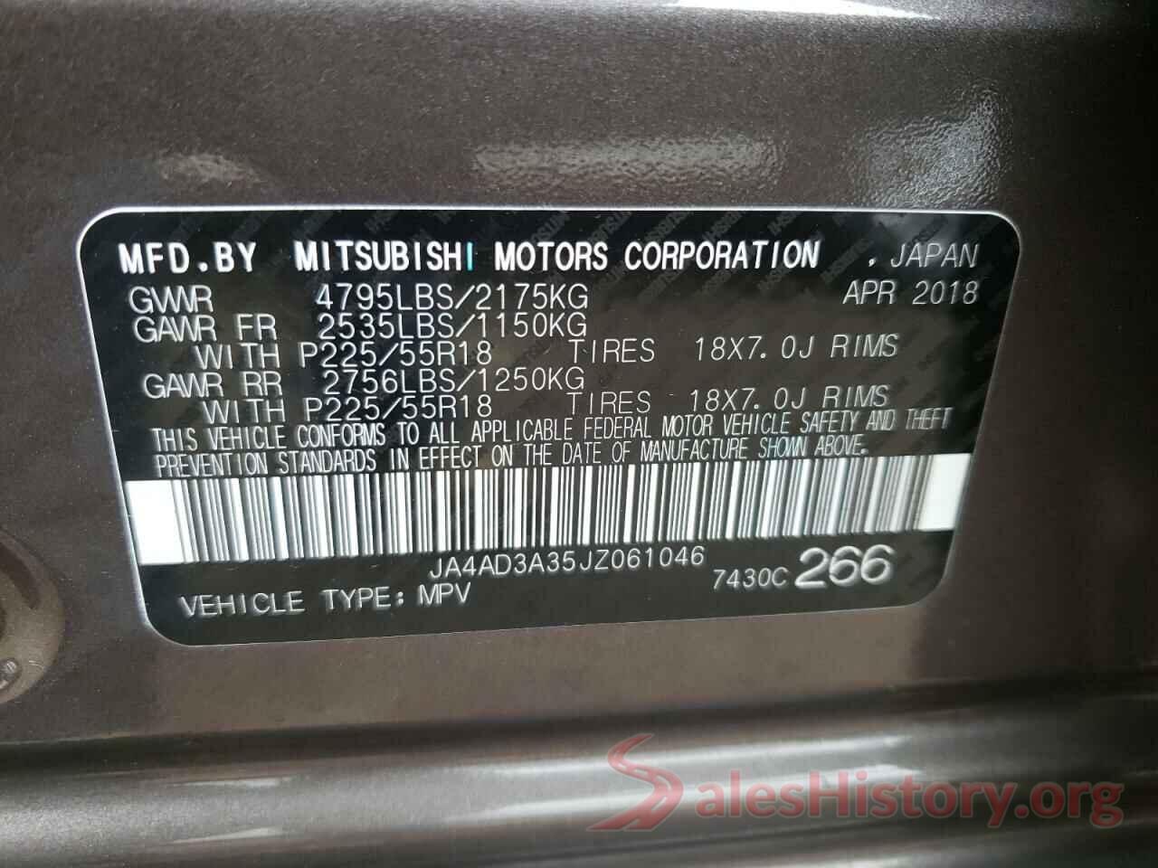 JA4AD3A35JZ061046 2018 MITSUBISHI OUTLANDER