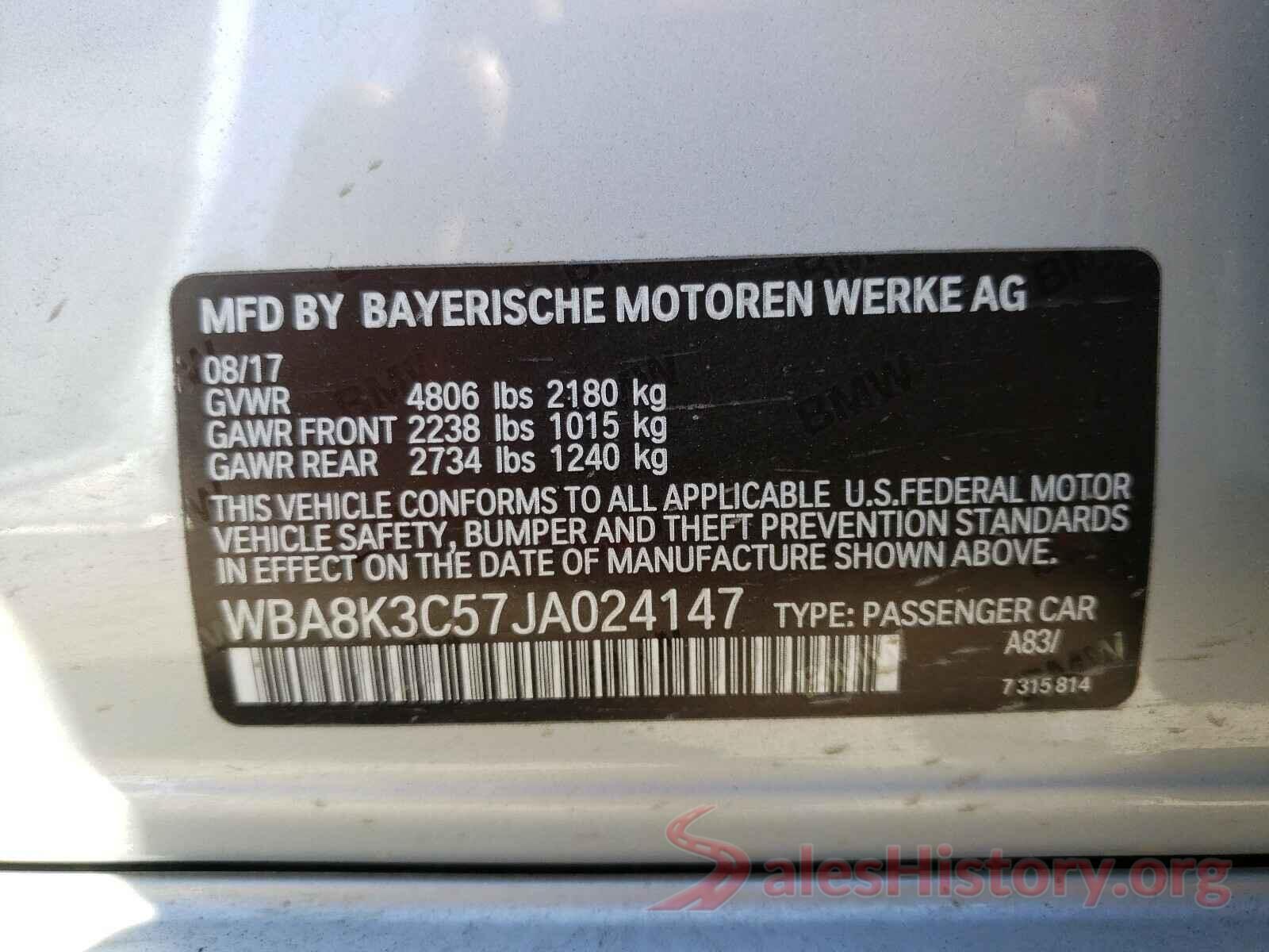 WBA8K3C57JA024147 2018 BMW 3 SERIES