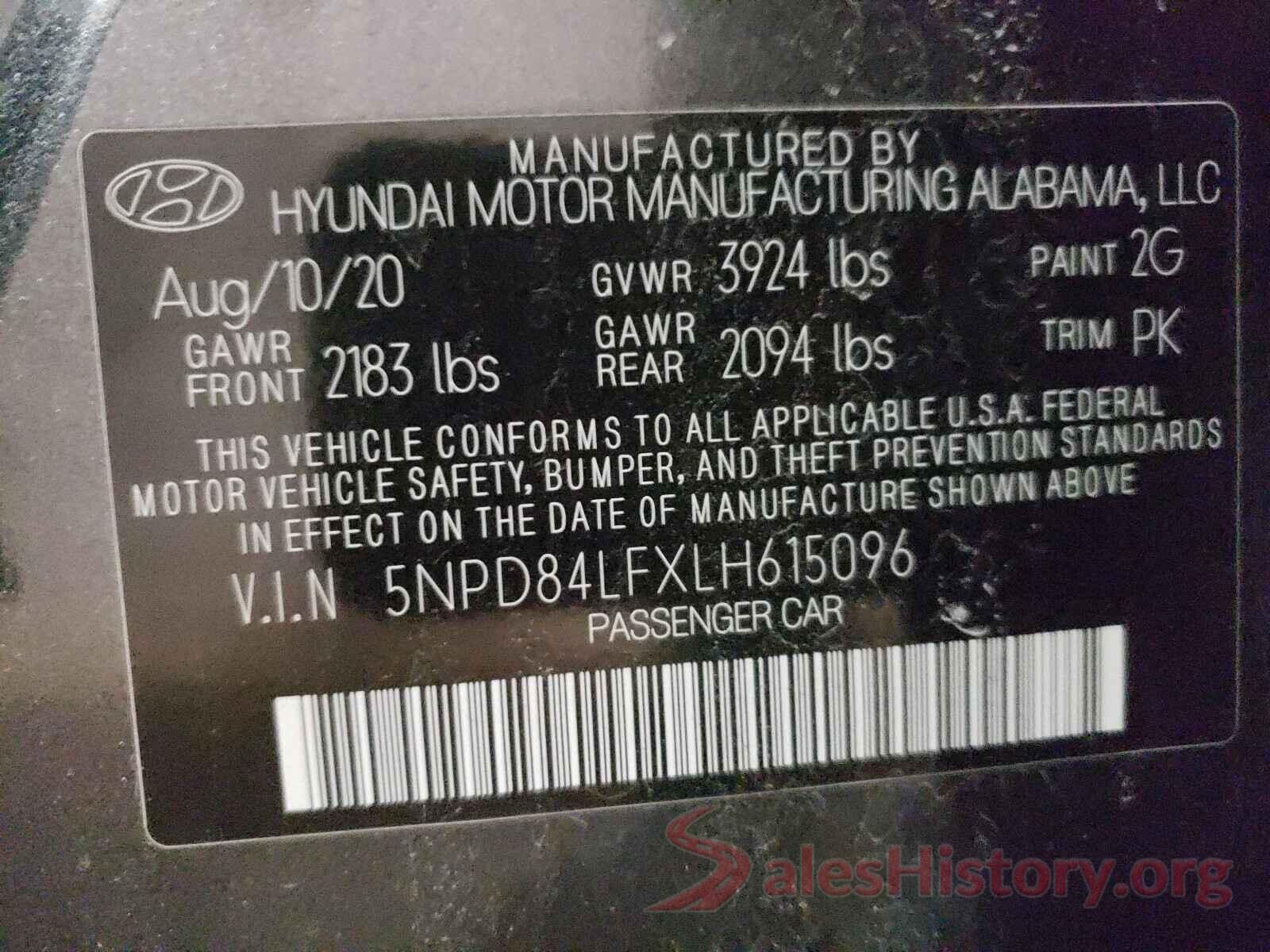 5NPD84LFXLH615096 2020 HYUNDAI ELANTRA