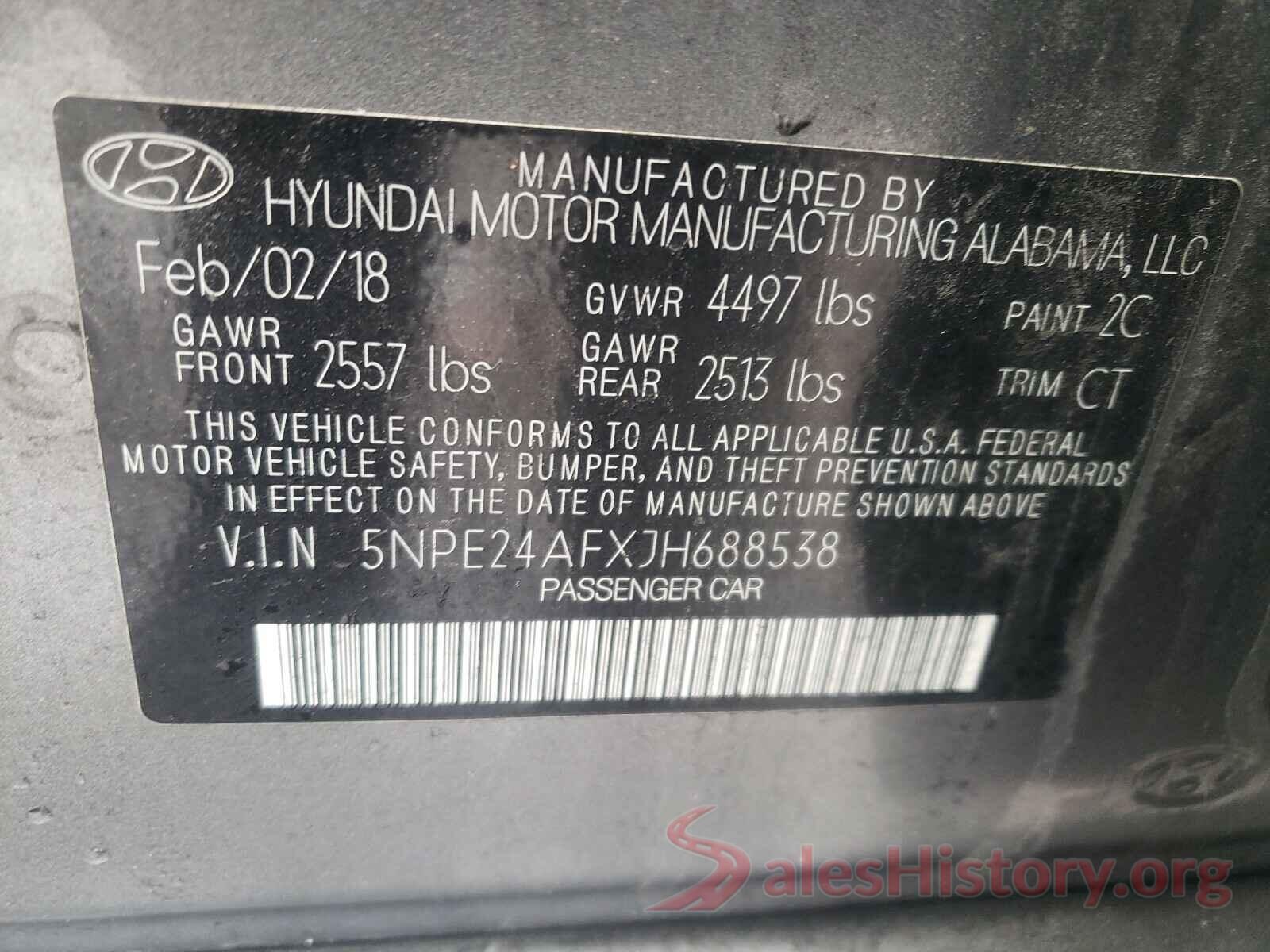 5NPE24AFXJH688538 2018 HYUNDAI SONATA