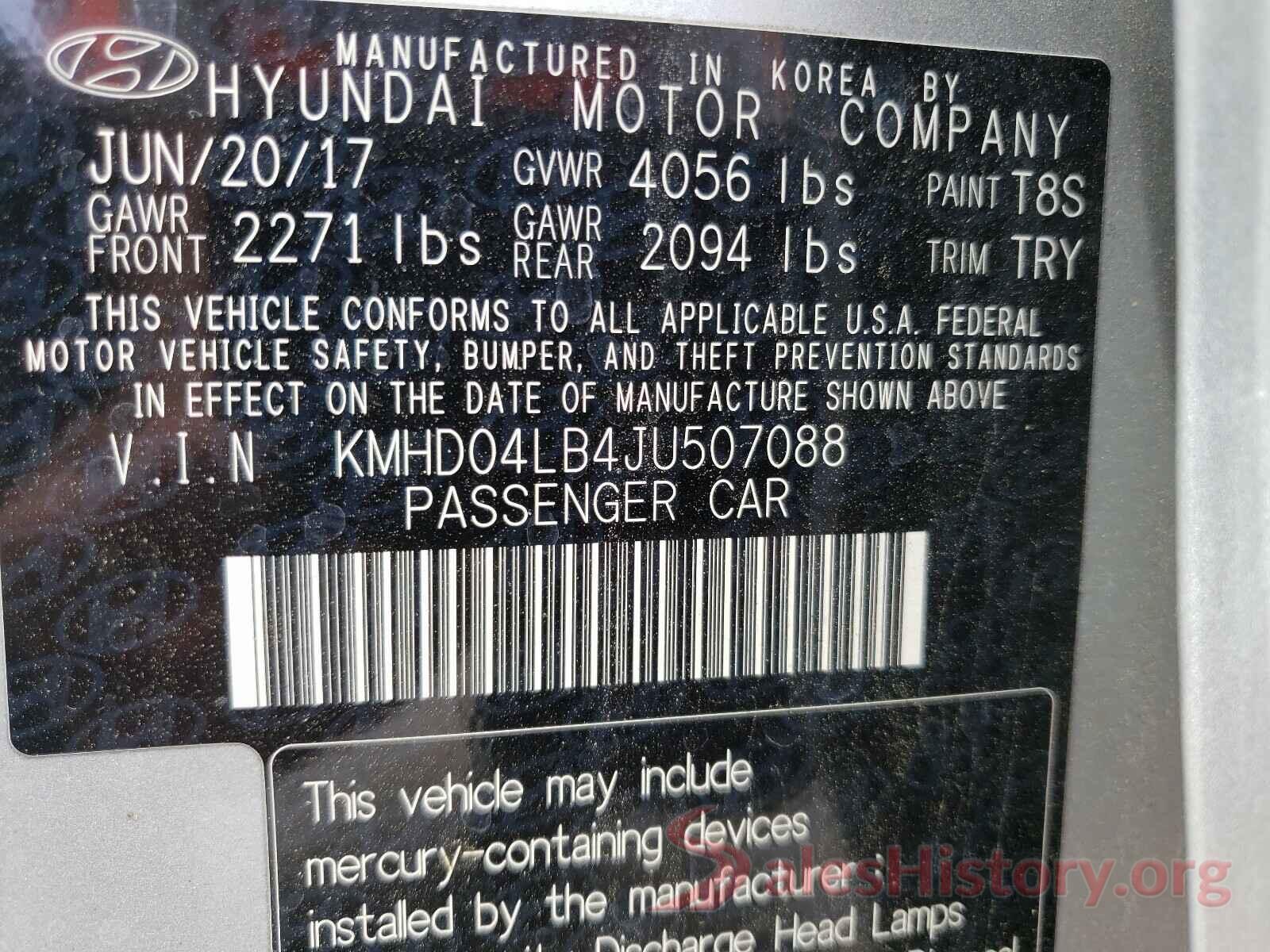 KMHD04LB4JU507088 2018 HYUNDAI ELANTRA