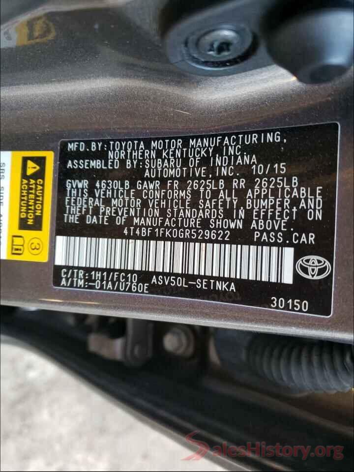 4T4BF1FK0GR529622 2016 TOYOTA CAMRY