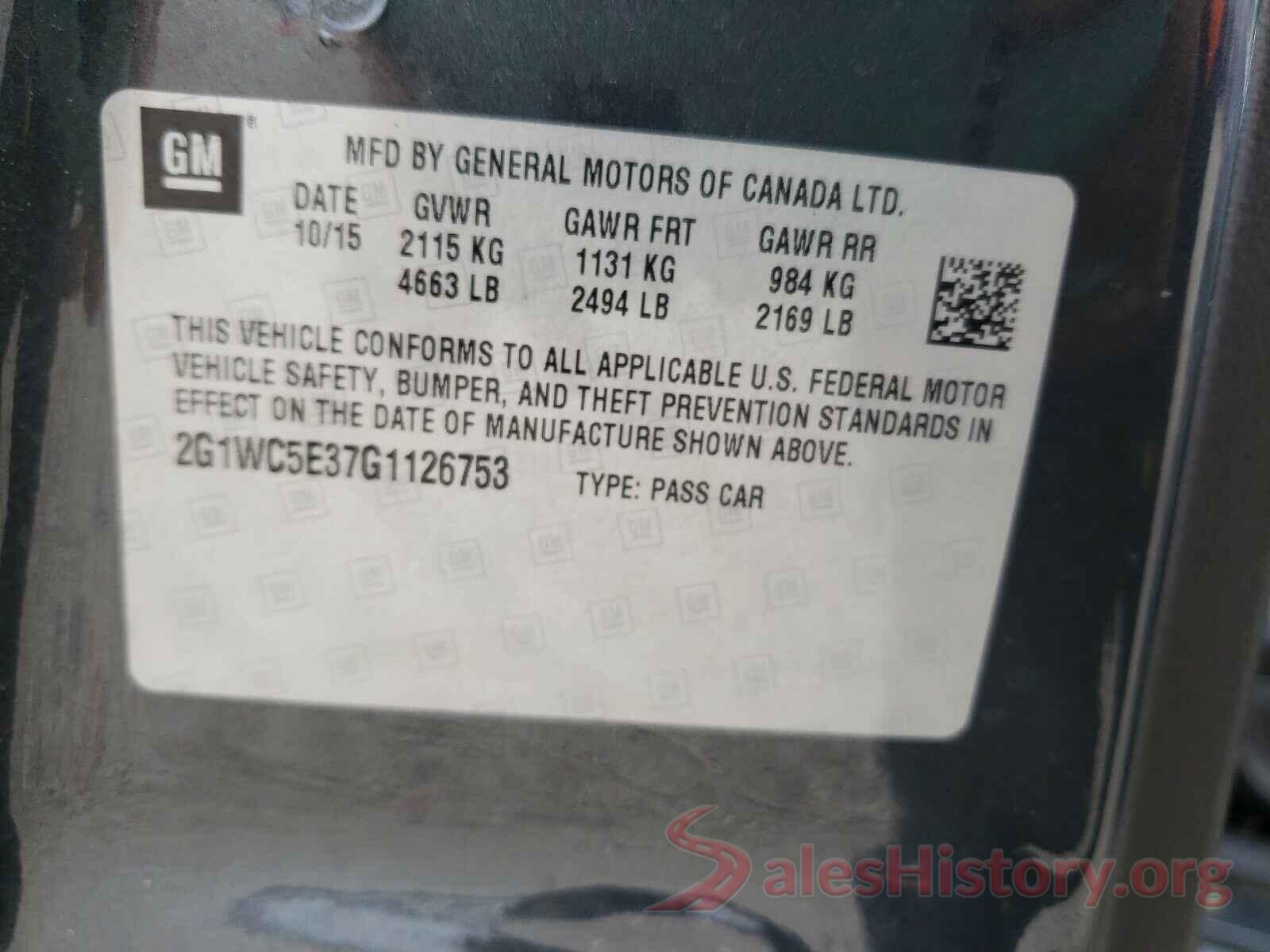 2G1WC5E37G1126753 2016 CHEVROLET IMPALA