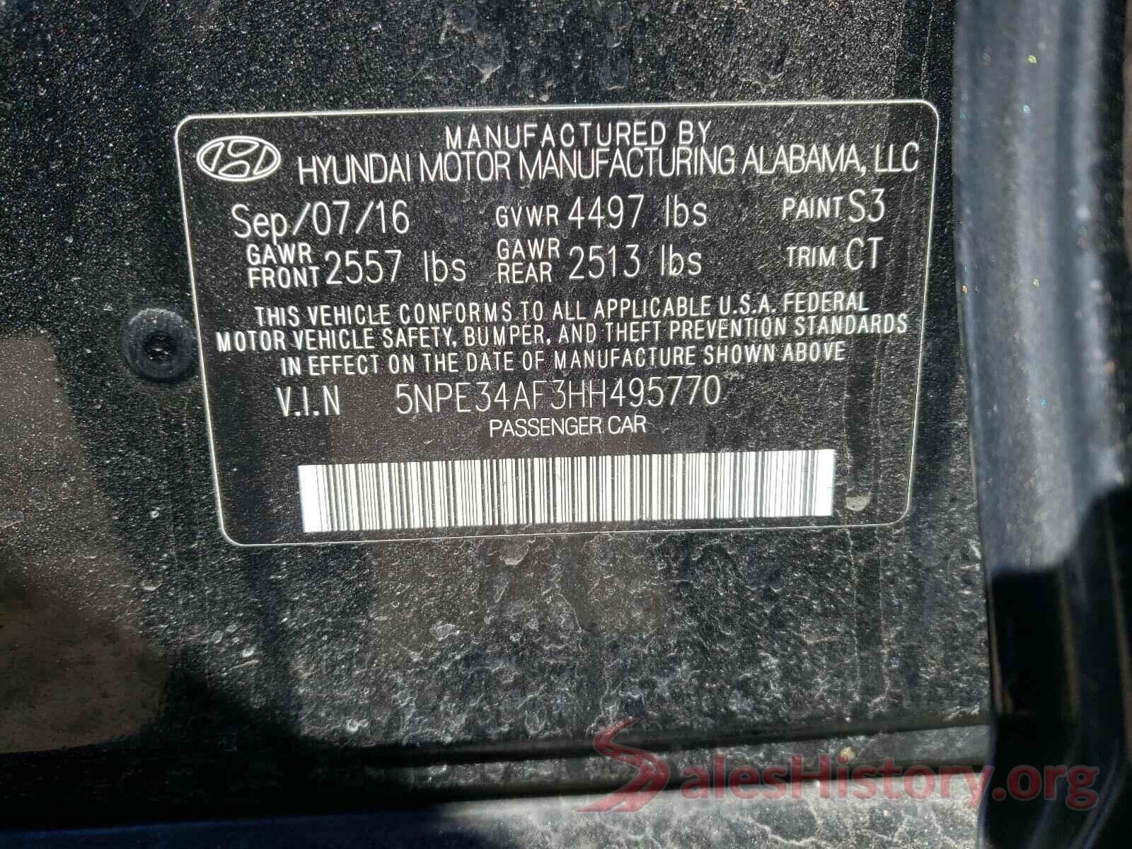 5NPE34AF3HH495770 2017 HYUNDAI SONATA