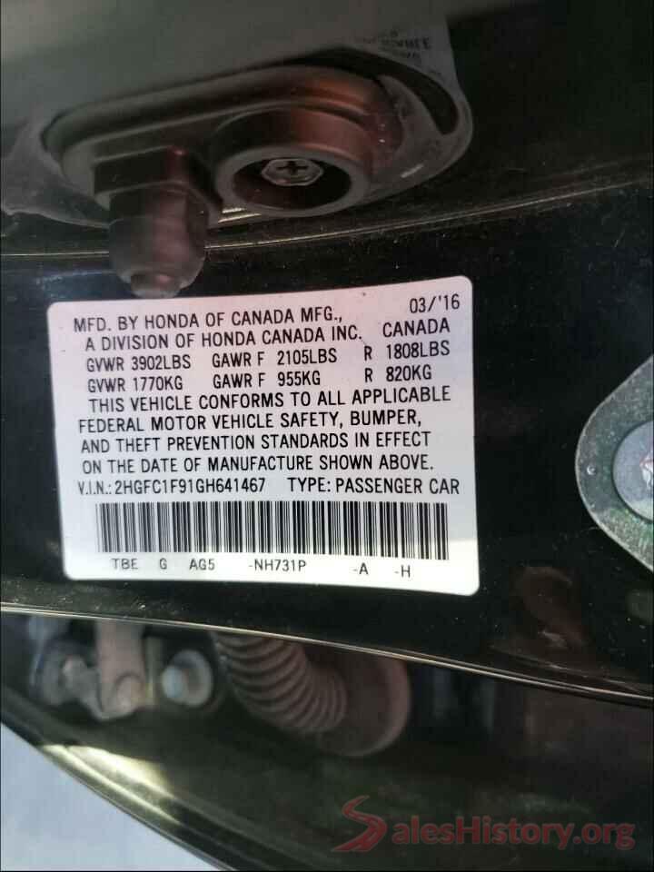 2HGFC1F91GH641467 2016 HONDA CIVIC