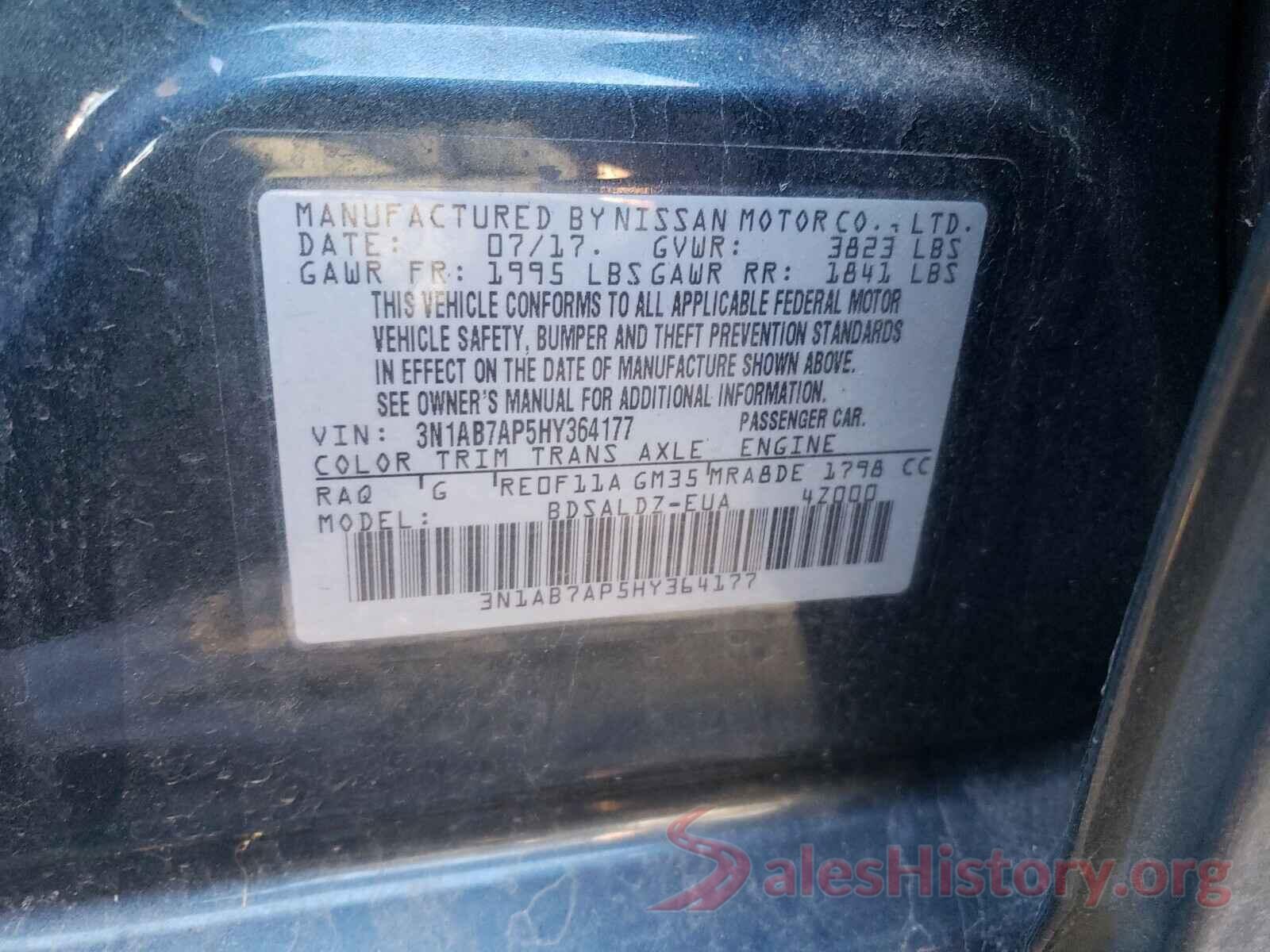 3N1AB7AP5HY364177 2017 NISSAN SENTRA