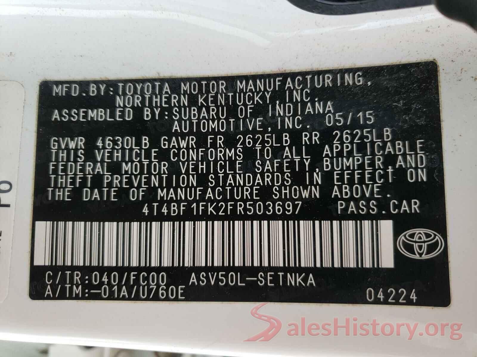 4T4BF1FK2FR503697 2015 TOYOTA CAMRY