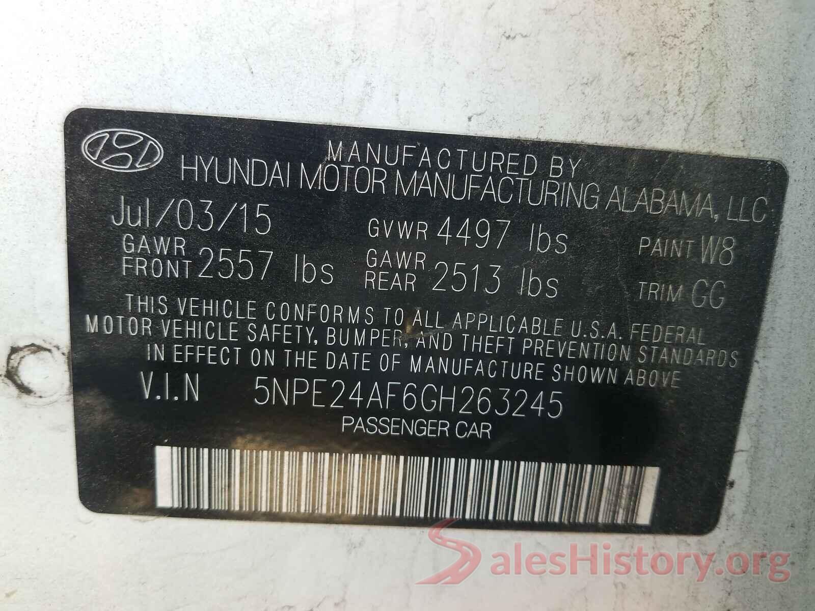 5NPE24AF6GH263245 2016 HYUNDAI SONATA