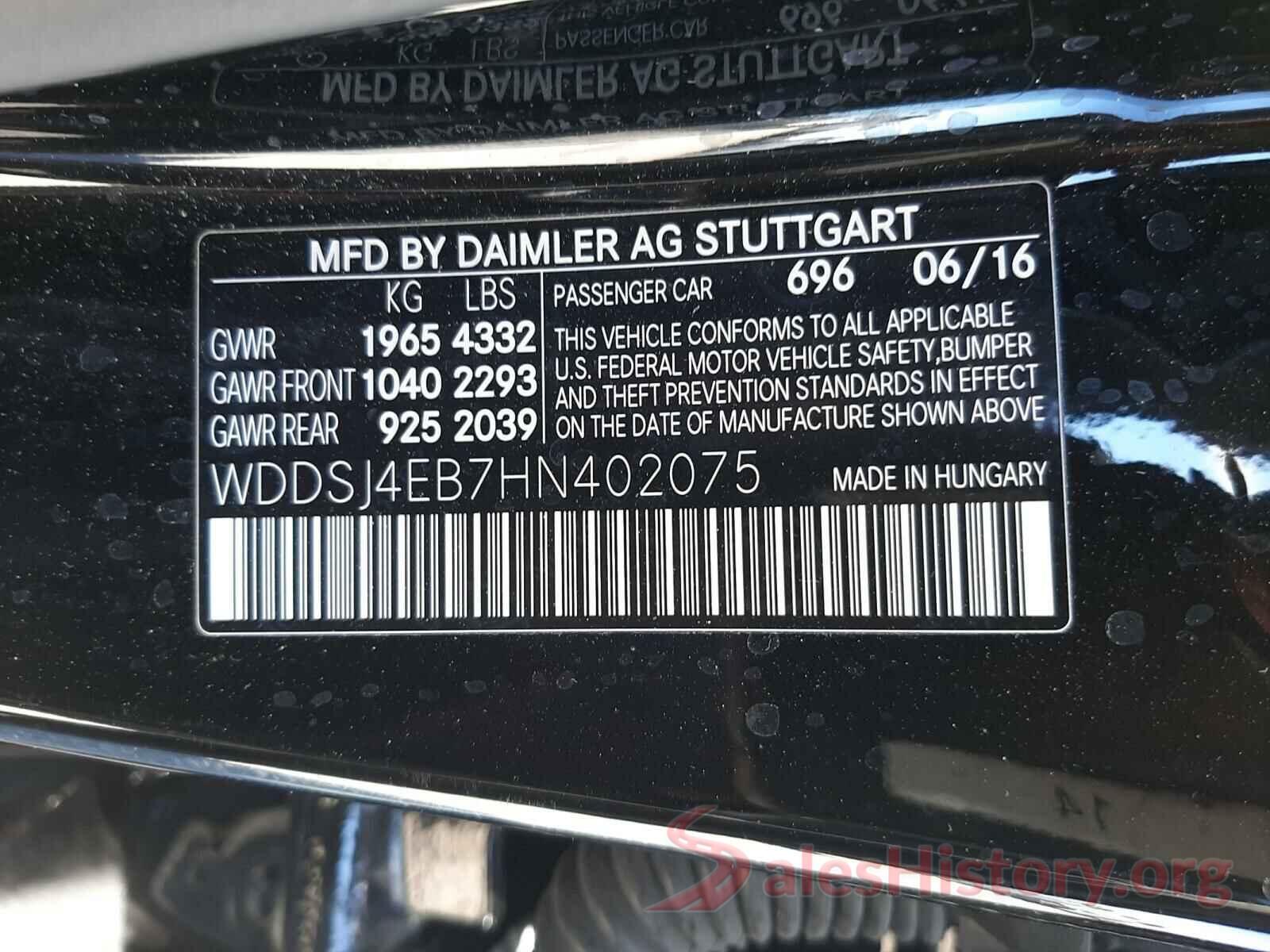 WDDSJ4EB7HN402075 2017 MERCEDES-BENZ C CLASS