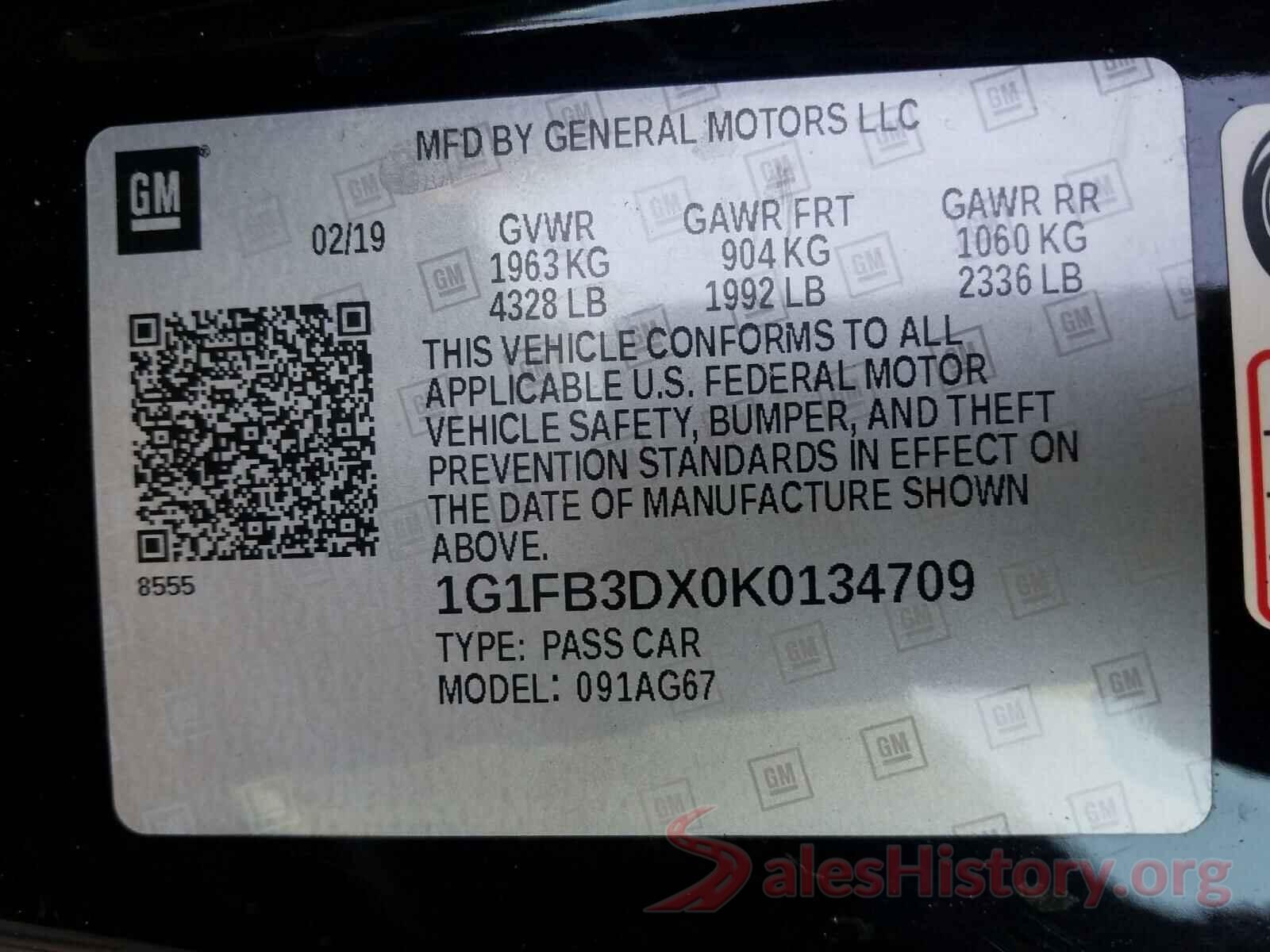 1G1FB3DX0K0134709 2019 CHEVROLET CAMARO