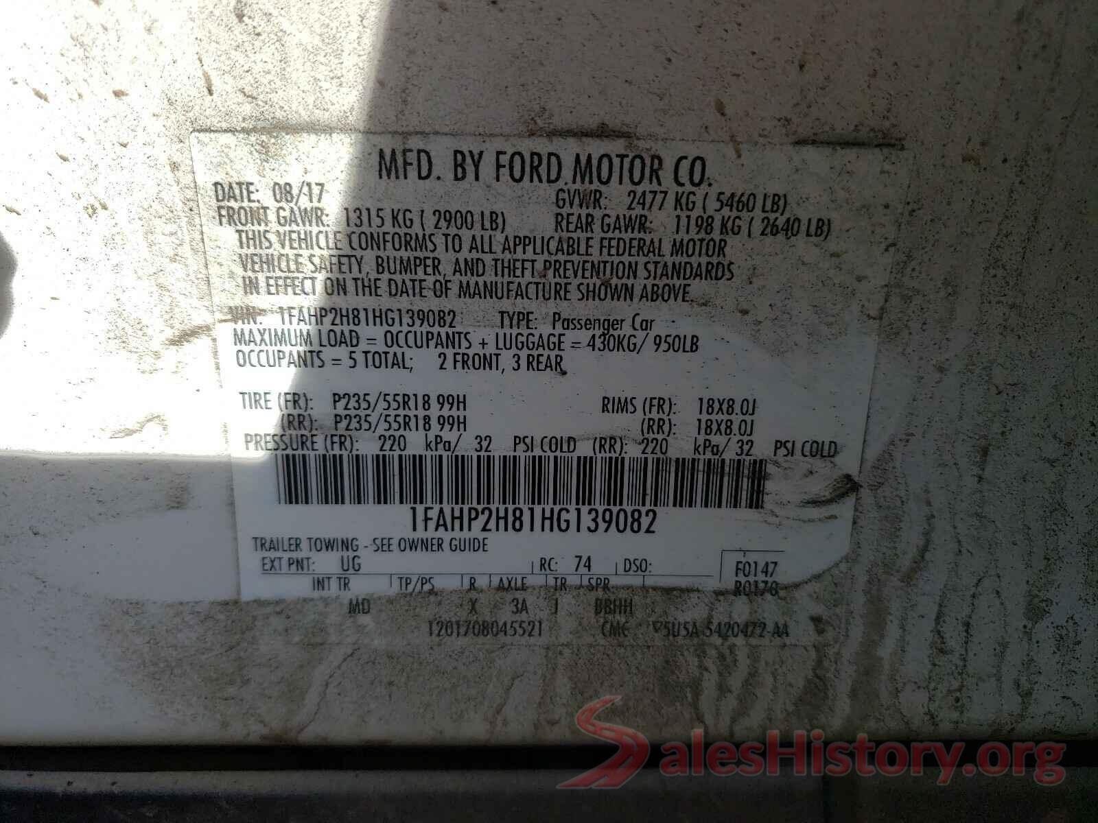 1FAHP2H81HG139082 2017 FORD TAURUS