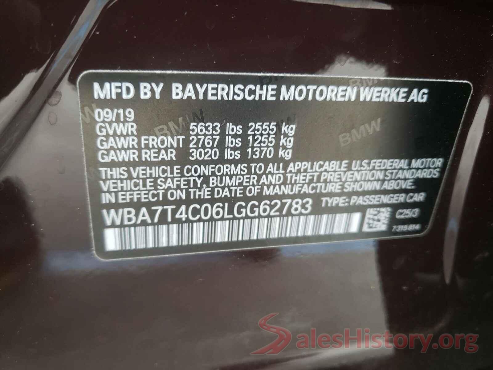 WBA7T4C06LGG62783 2020 BMW 7 SERIES