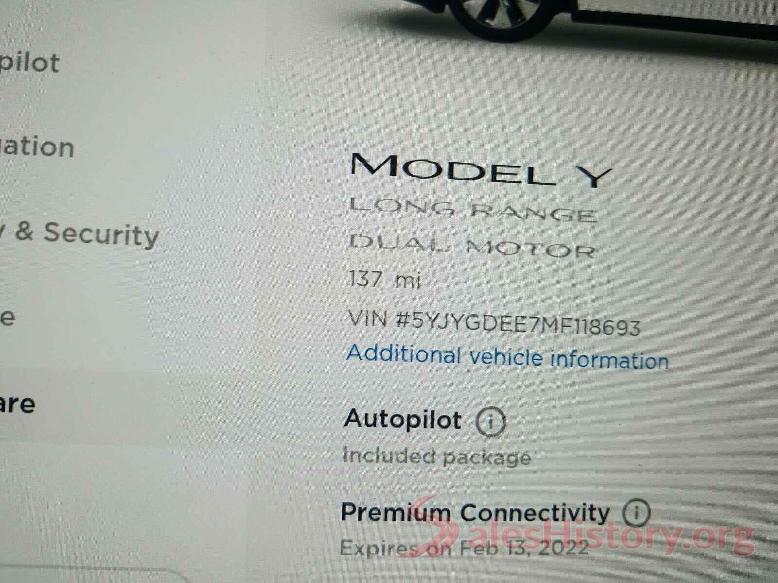 5YJYGDEE7MF118693 2021 TESLA MODEL Y