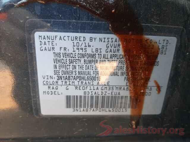 3N1AB7AP0HL650015 2017 NISSAN SENTRA