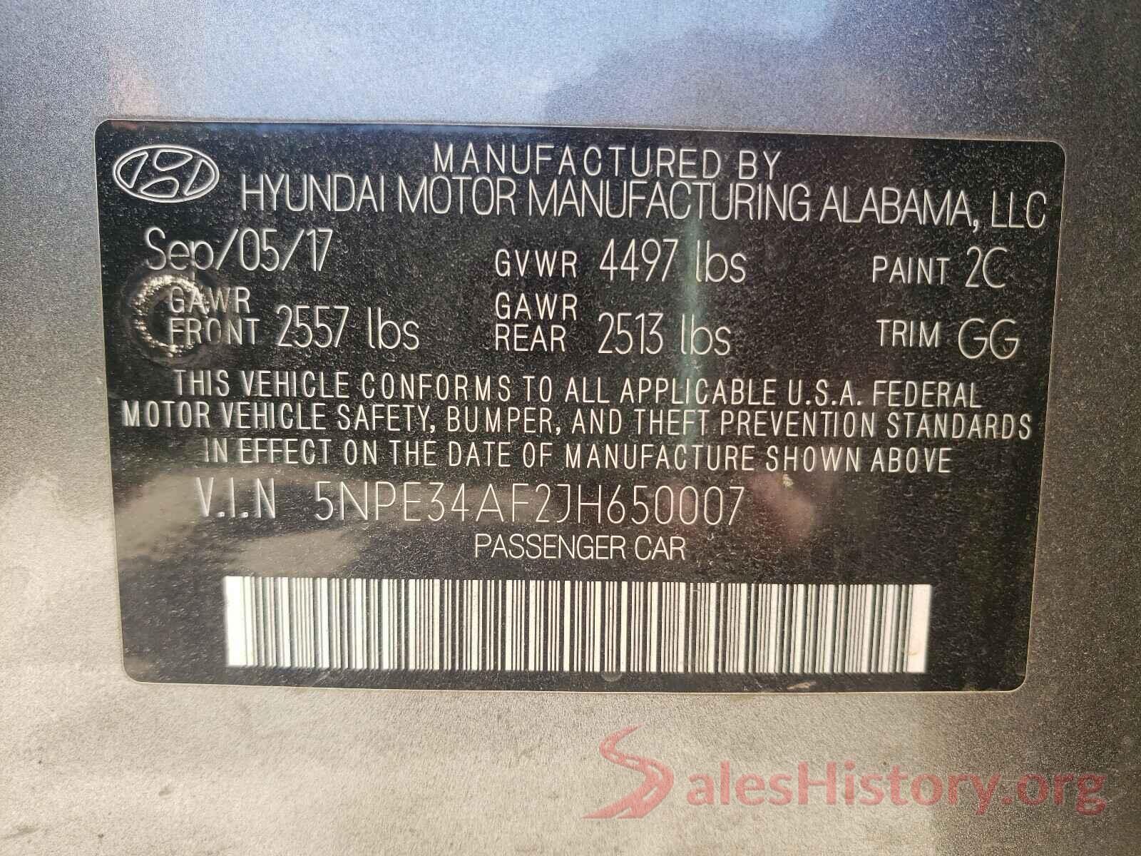 5NPE34AF2JH650007 2018 HYUNDAI SONATA