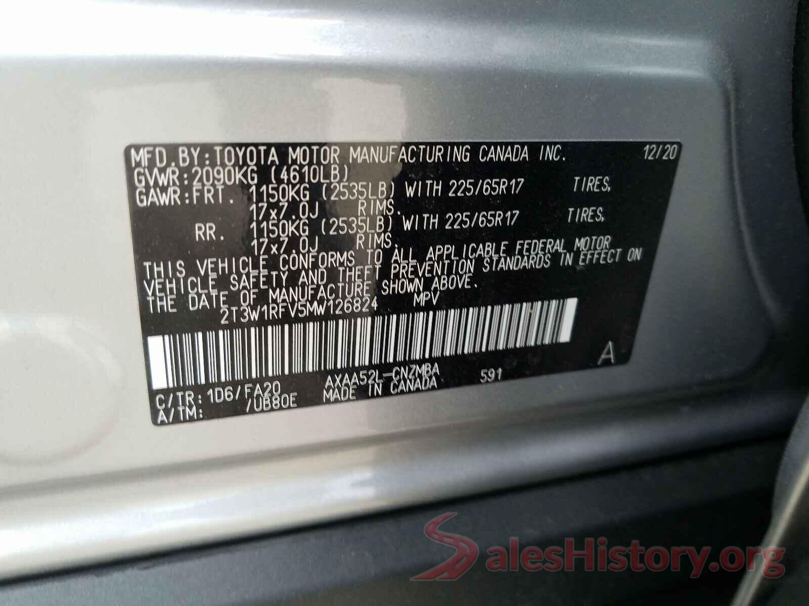 2T3W1RFV5MW126824 2021 TOYOTA RAV4