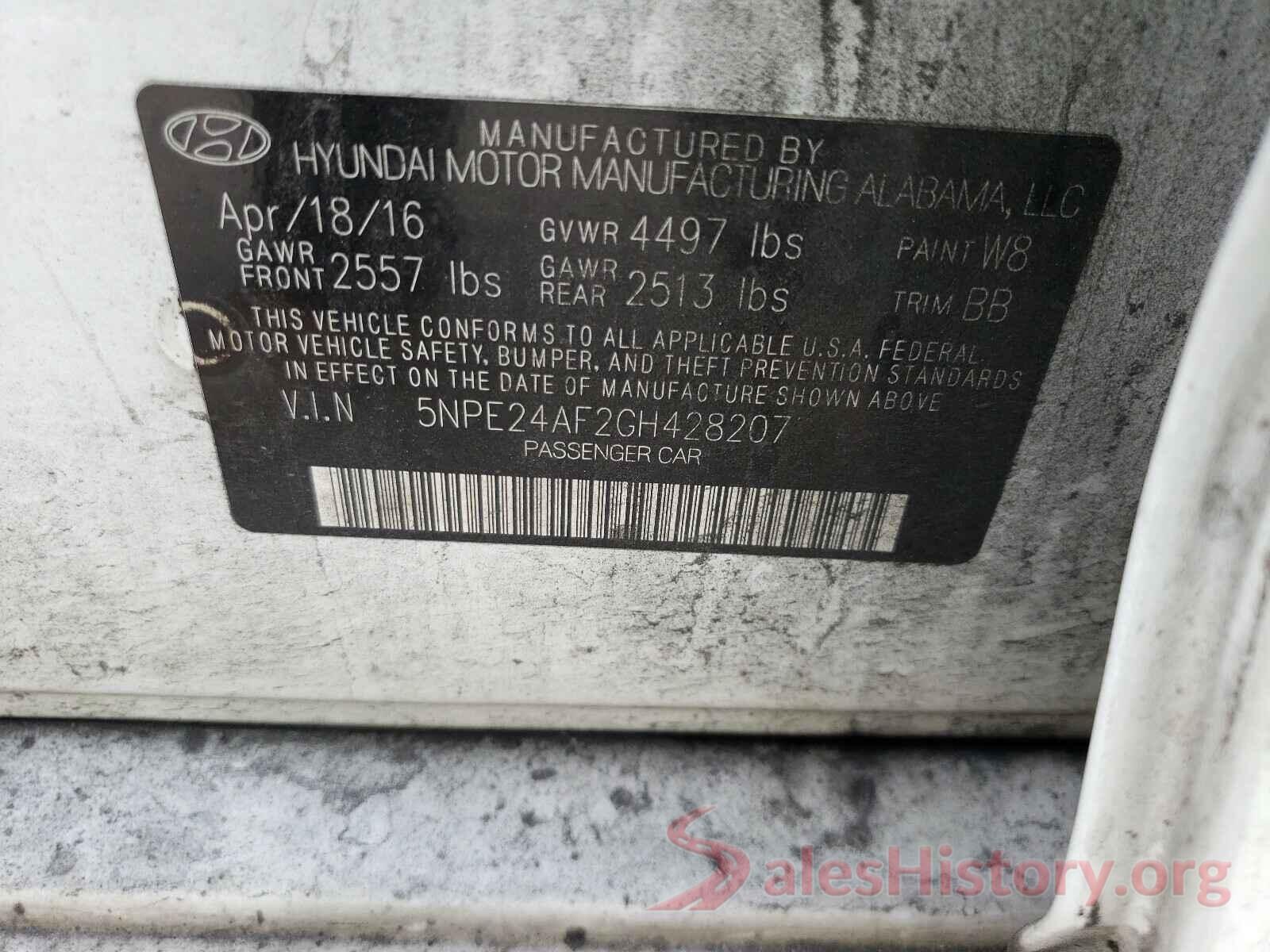 5NPE24AF2GH428207 2016 HYUNDAI SONATA