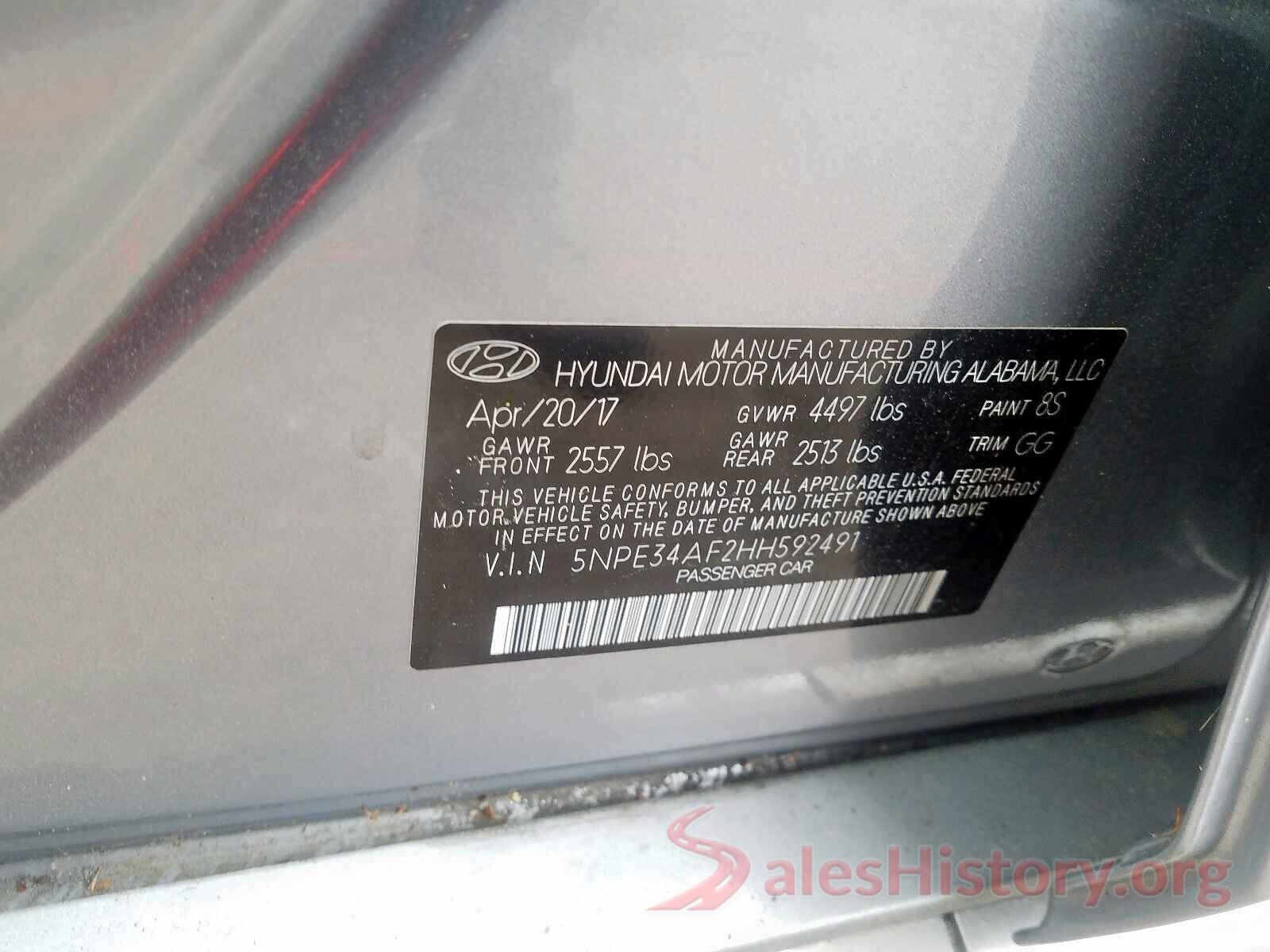 5NPE34AF2HH592491 2017 HYUNDAI SONATA