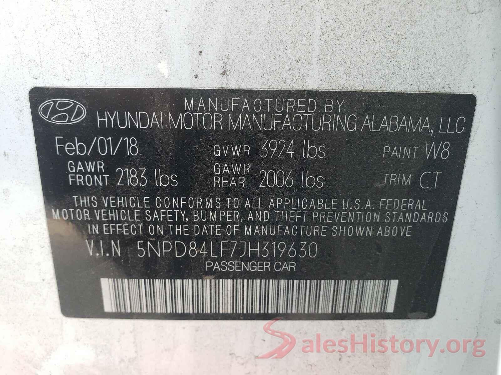 5NPD84LF7JH319630 2018 HYUNDAI ELANTRA