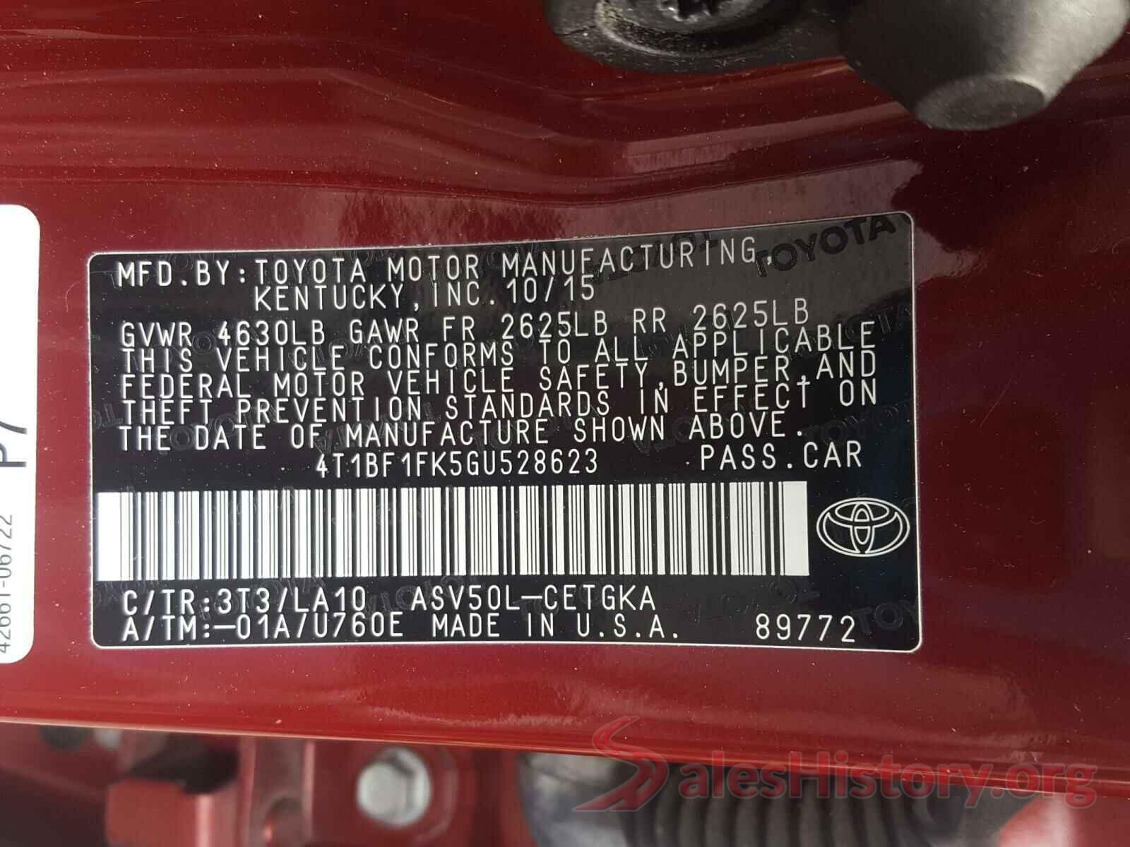 4T1BF1FK5GU528623 2016 TOYOTA CAMRY