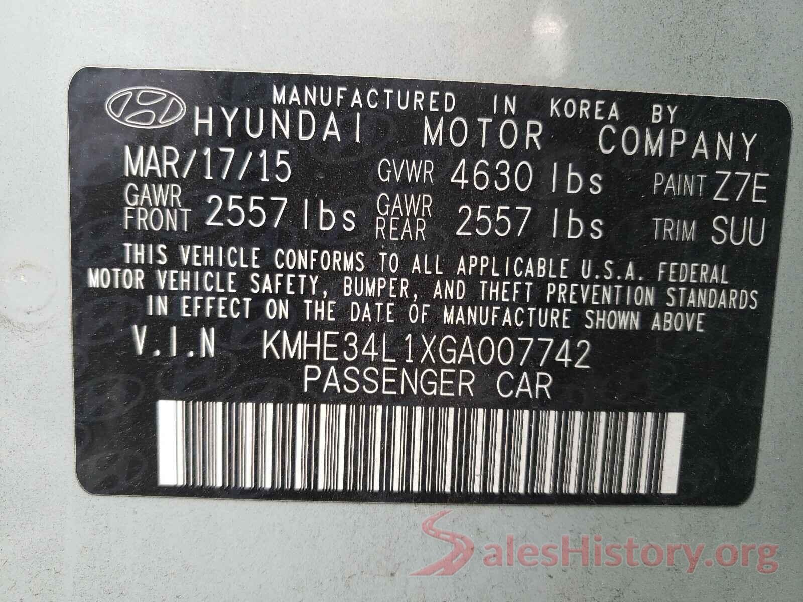 KMHE34L1XGA007742 2016 HYUNDAI SONATA