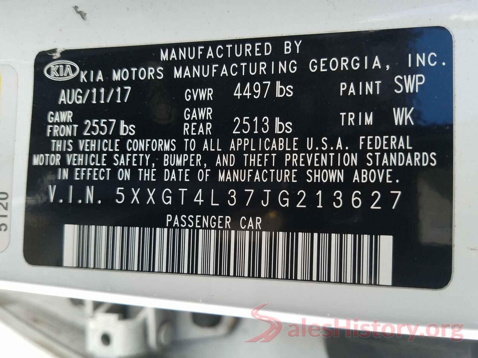 5XXGT4L37JG213627 2018 KIA OPTIMA