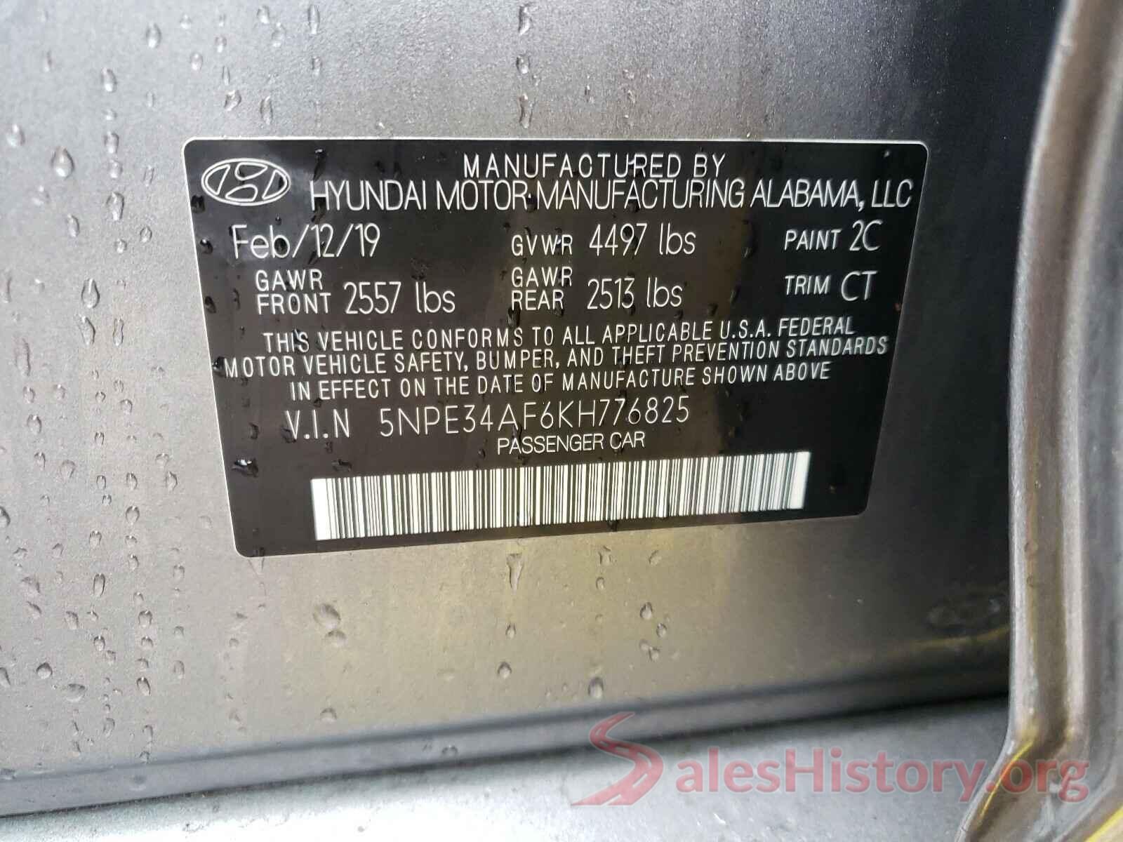 5NPE34AF6KH776825 2019 HYUNDAI SONATA