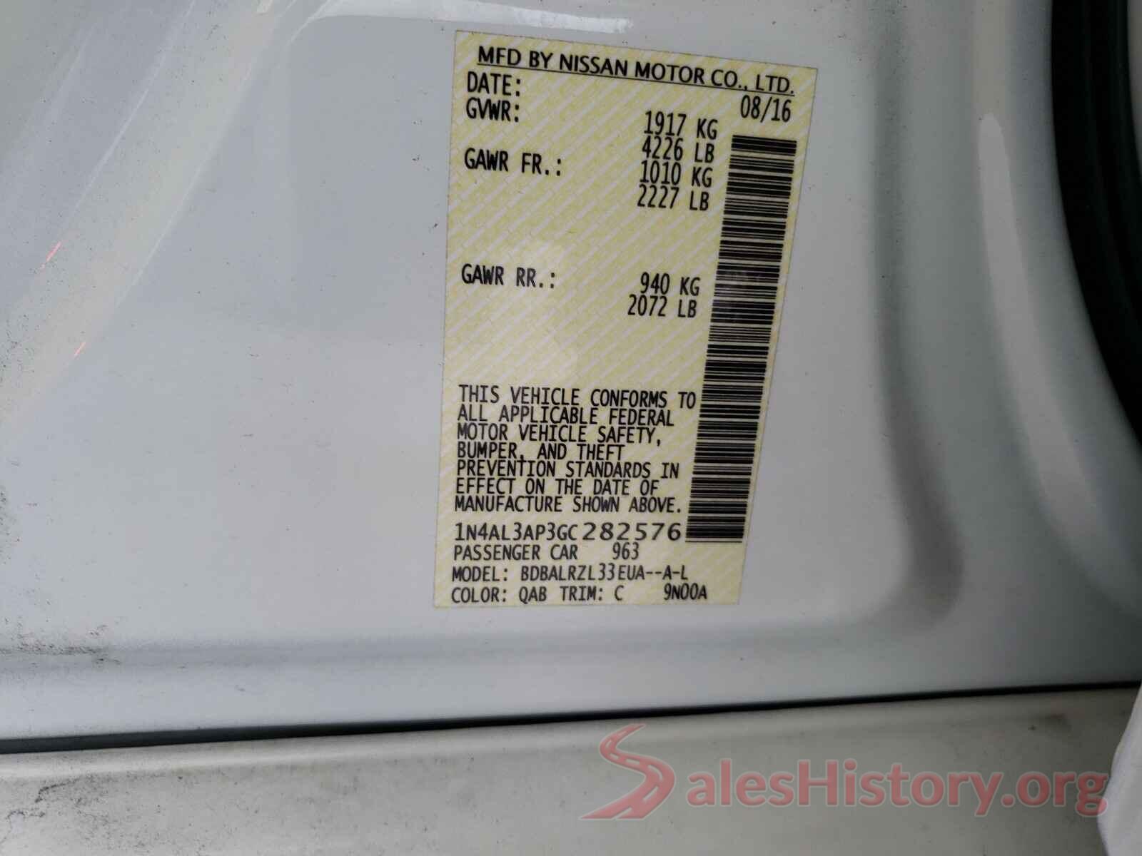 1N4AL3AP3GC282576 2016 NISSAN ALTIMA